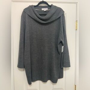 Sag Harbor Women’s 3X Gray Cowl Neck Sweater
